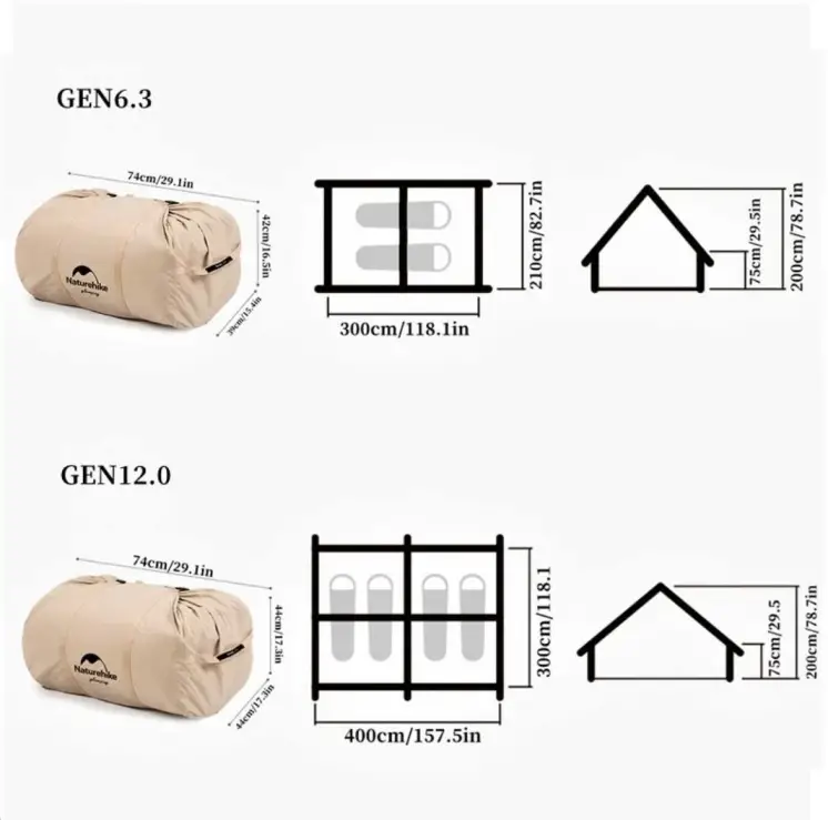 چادر GLAMPING بادی GEM برند نیچرهایک مدل NH20ZP009