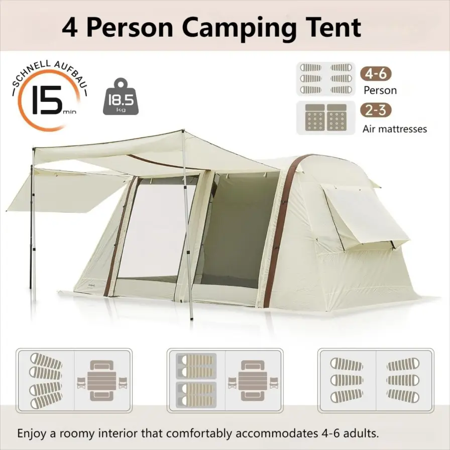 چادر بادی کینگ کمپ (KingCamp Inflatable Tent) مدل KT2316_BEIGE