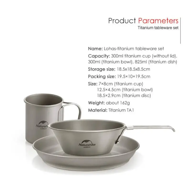 ست ظروف نیچرهایک (naturehike titanium tableware) مدل CNH22CJ044