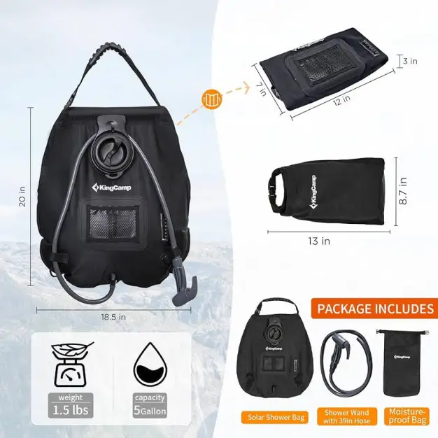 دوش پرتابل خورشیدی 20 لیتری کینگ کمپ مدل KO2402