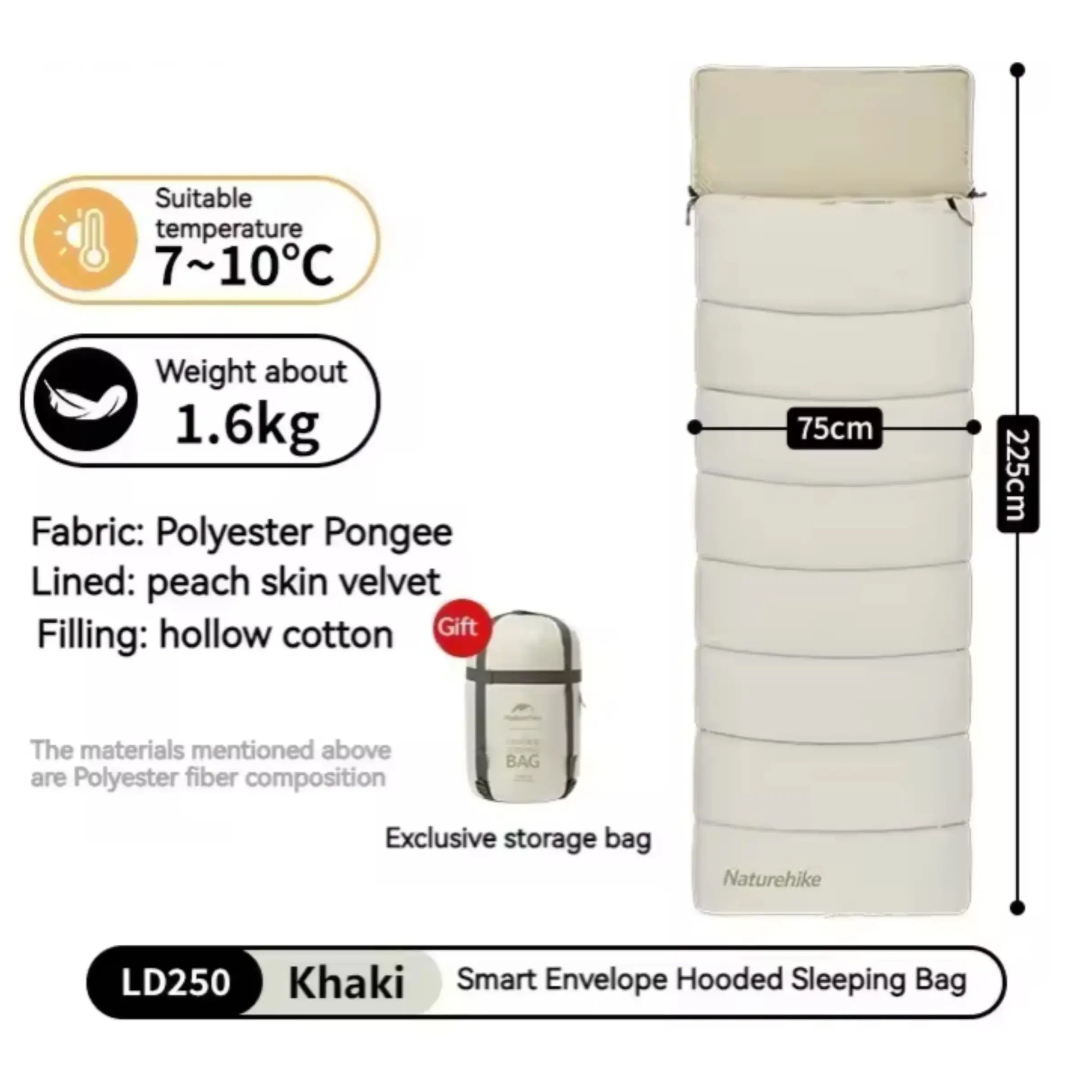 کیسه خواب تک نفره LD250 نیچرهایک مدل CNK2300SD016